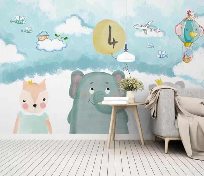 3D Elephant Fox WG921 Wall Murals