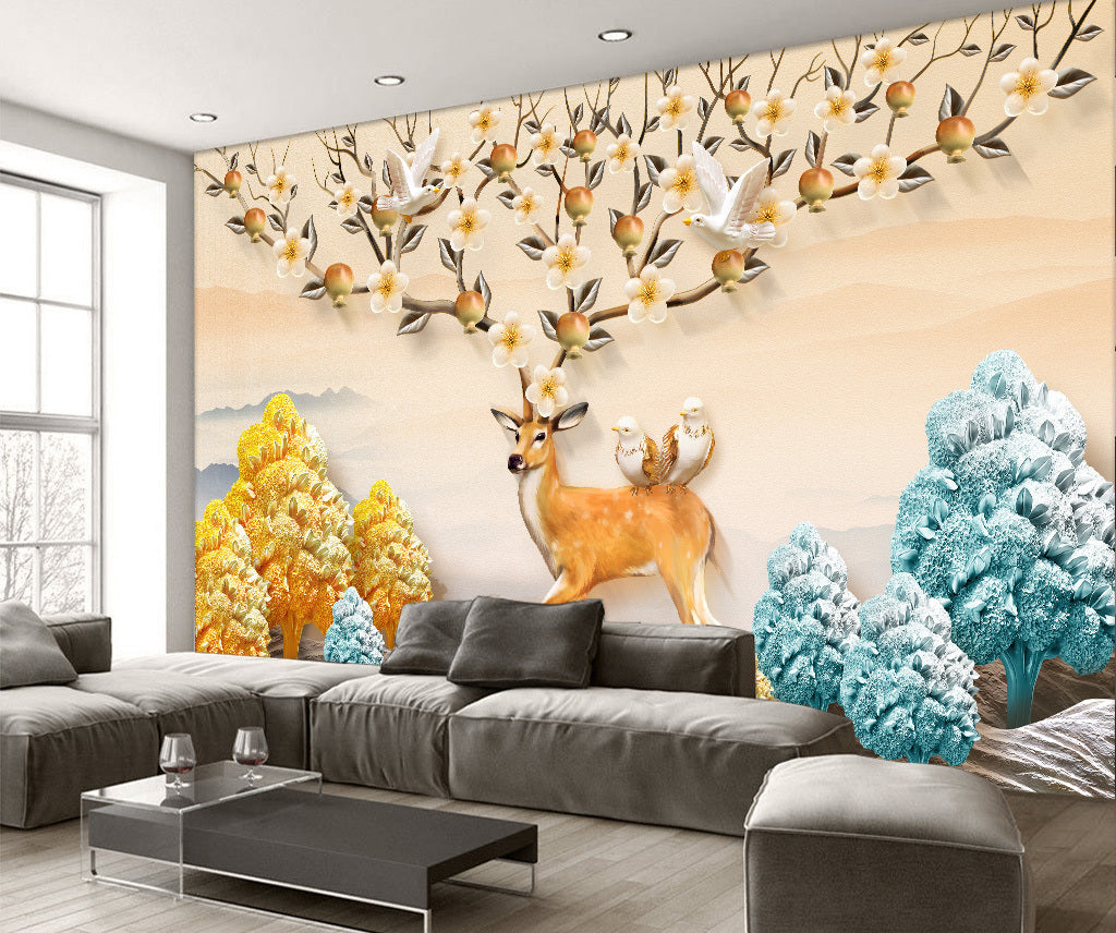3D Pigeon Fawn WG017 Wall Murals