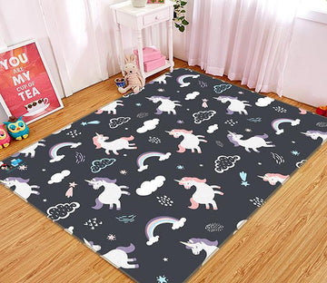 3D Rainbow Unicorn 125 Non Slip Rug Mat Mat AJ Creativity Home 