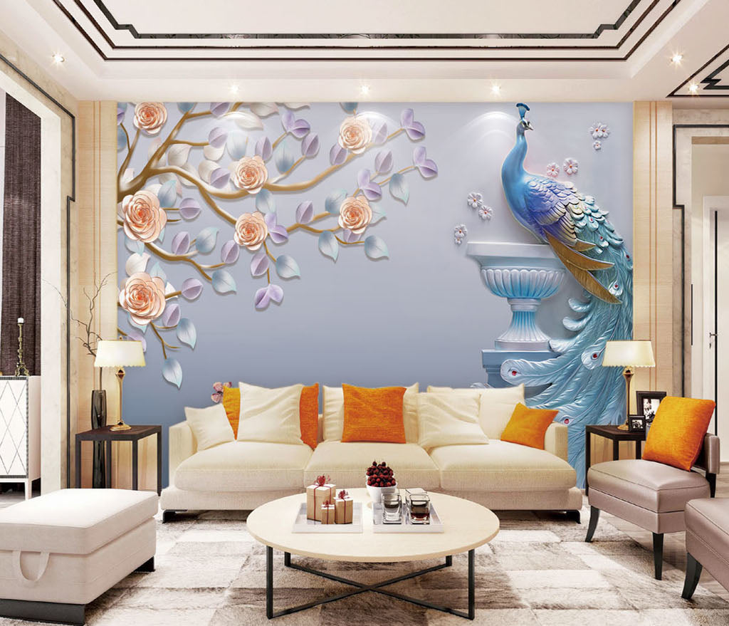 3D Peacock Statue WG201 Wall Murals
