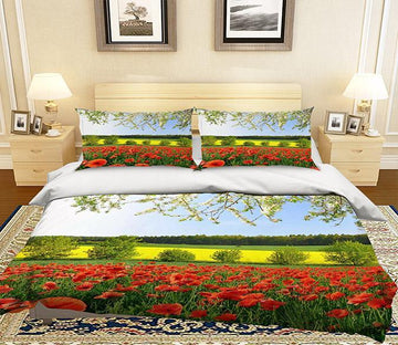 3D Safflower Field 170 Bed Pillowcases Quilt Wallpaper AJ Wallpaper 