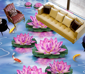 3D Lotus 136 Floor Mural Wallpaper AJ Wallpaper 2 