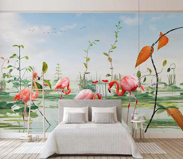 3D Flamingo River 388 Wallpaper AJ Wallpaper 