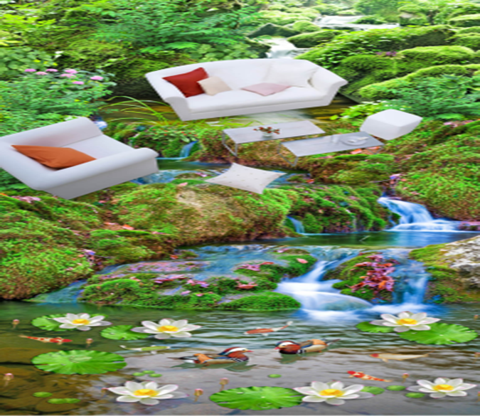 3D Lotus Flower 088 Floor Mural Wallpaper AJ Wallpaper 2 
