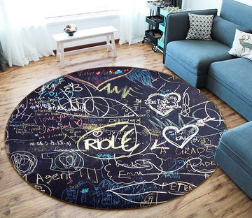 3D Blackboard Love 153 Round Non Slip Rug Mat Mat AJ Creativity Home 