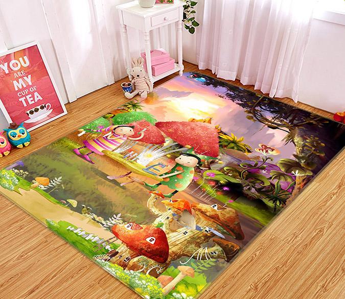 3D Cartoon Mushroom 041 Non Slip Rug Mat Mat AJ Creativity Home 