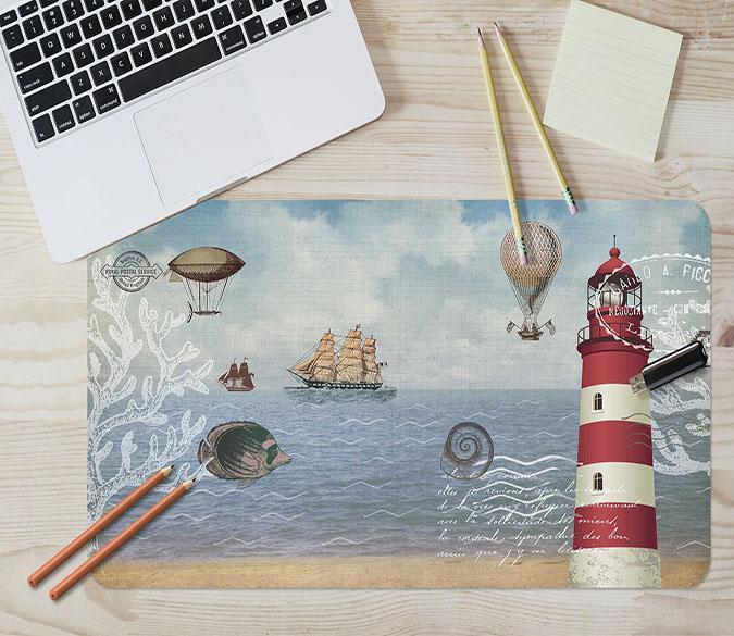 3D Lighthouse Boat 084 Desk Mat Mat AJ Creativity Home 