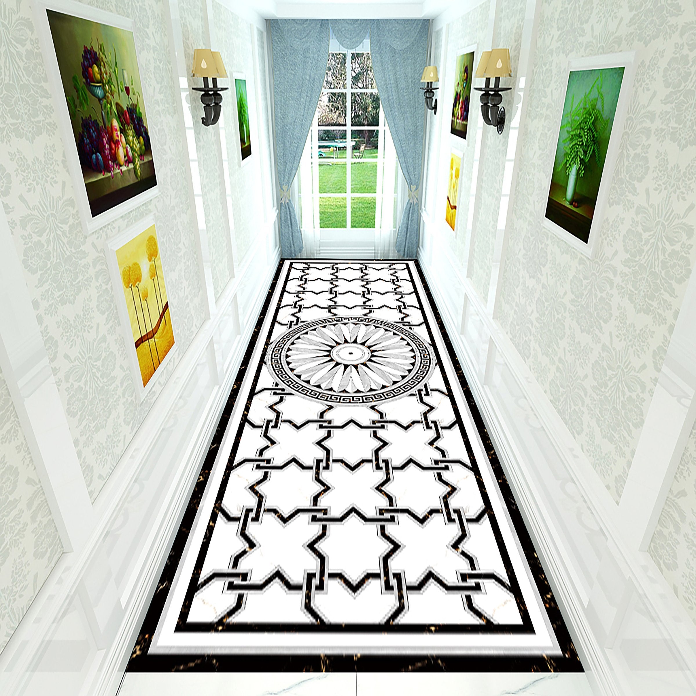 3D Black Pattern WG092 Floor Mural Wallpaper AJ Wallpaper 2 