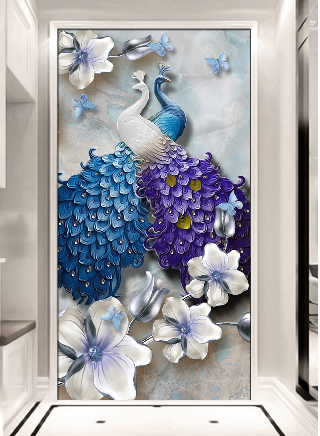 3D Purple Peacock WG061 Wall Murals