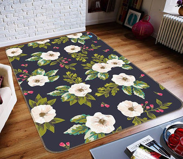 3D White Flower 007 Non Slip Rug Mat Mat AJ Creativity Home 