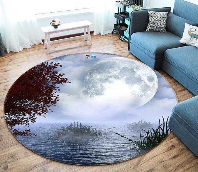 3D Moon Lake 371 Round Non Slip Rug Mat Mat AJ Creativity Home 