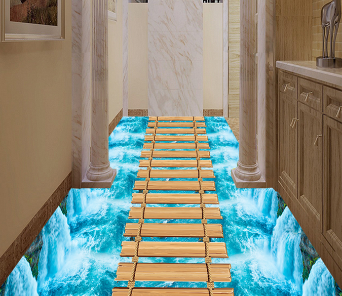 3D Wooden Bridge Swing 173 Floor Mural Wallpaper AJ Wallpaper 2 