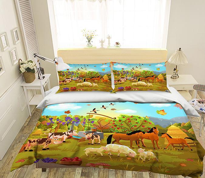 3D Farm Animals 222 Bed Pillowcases Quilt Wallpaper AJ Wallpaper 