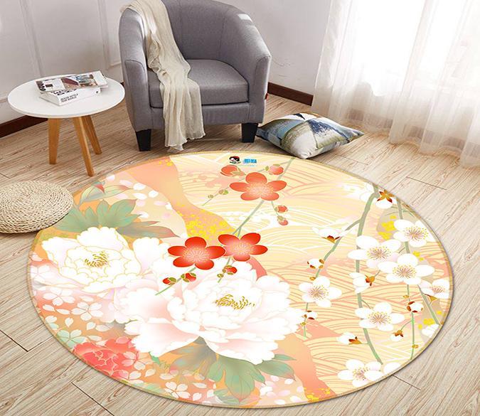 3D Graffiti Flower River 370 Round Non Slip Rug Mat Mat AJ Creativity Home 