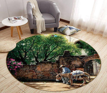 3D Donkey Flower 377 Round Non Slip Rug Mat Mat AJ Creativity Home 