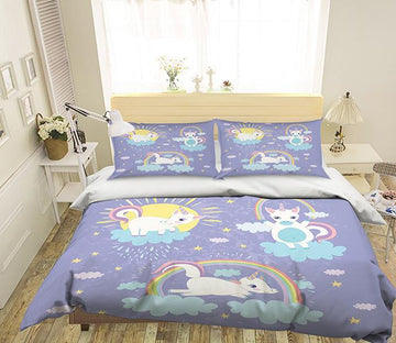 3D Unicorn Rainbow 112 Bed Pillowcases Quilt Wallpaper AJ Wallpaper 