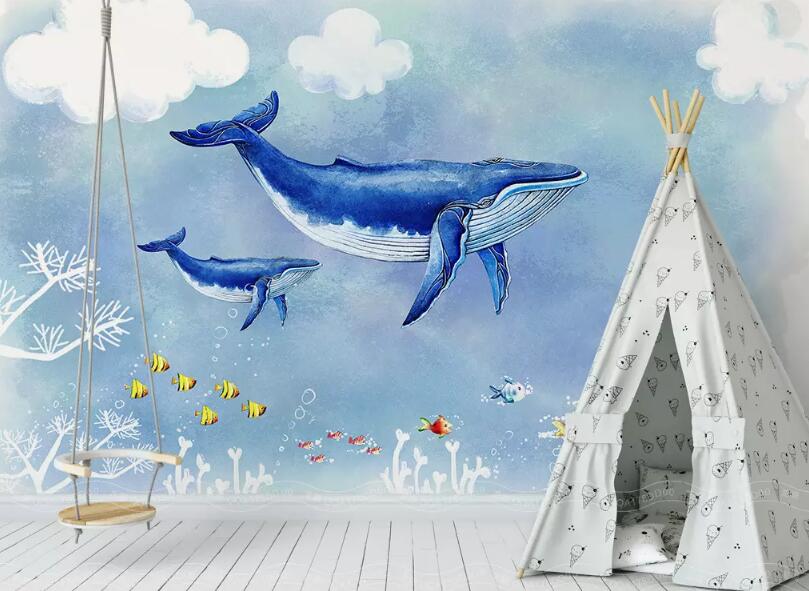 3D Blue Whale 528 Wall Murals Wallpaper AJ Wallpaper 2 