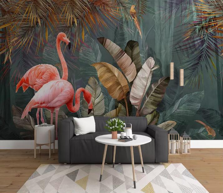 3D Grass Flamingo WG1132 Wall Murals