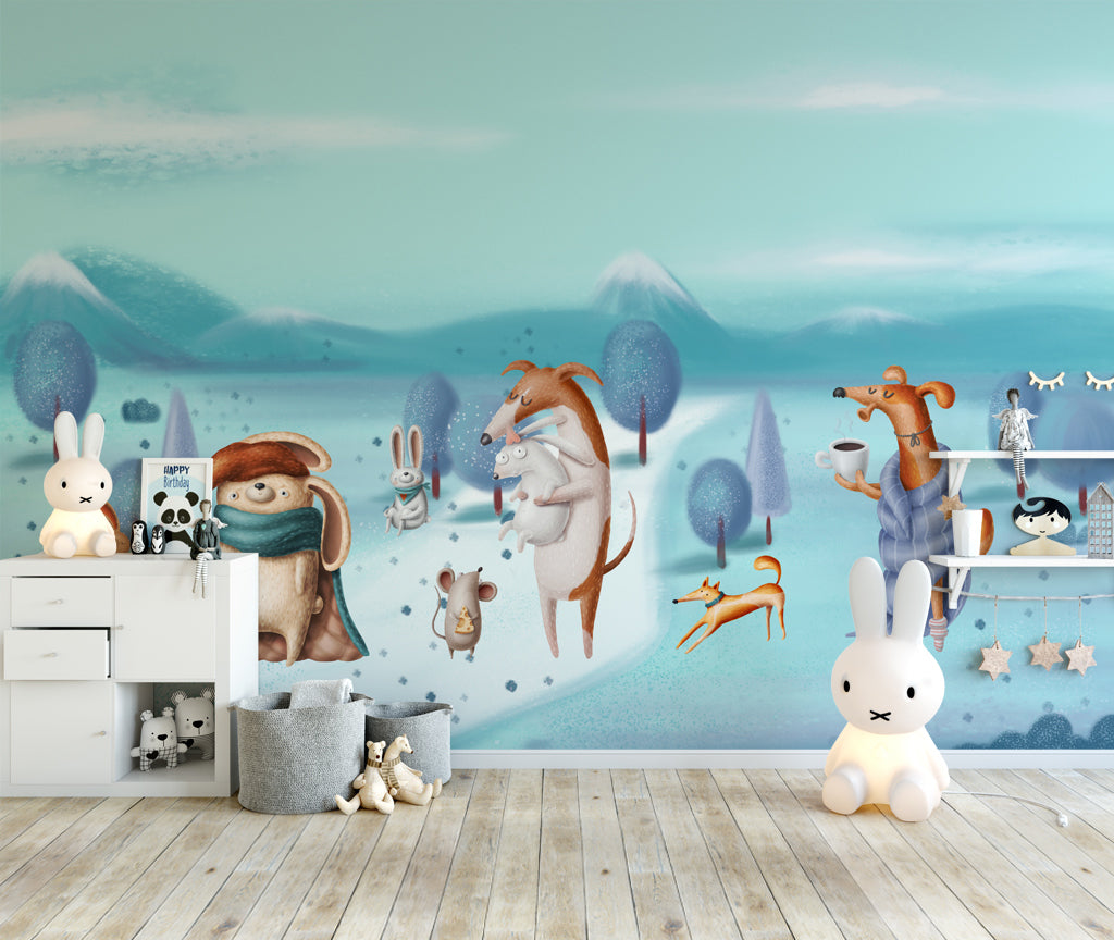 3D Snow Fox WG444 Wall Murals