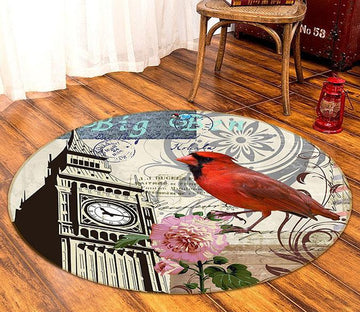 3D Bell Tower Bird 376 Round Non Slip Rug Mat Mat AJ Creativity Home 