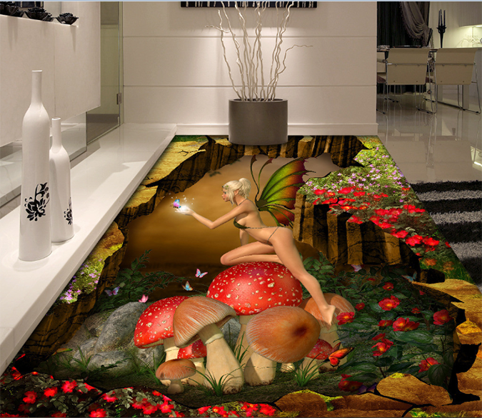 3D Mushroom 110 Floor Mural Wallpaper AJ Wallpaper 2 