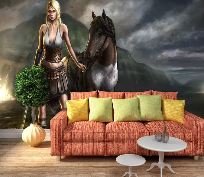 3D Female Warrior Horse 1012 Wallpaper AJ Wallpaper 2 