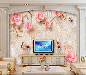 3D Rose Butterfly 449 Wallpaper AJ Wallpaper 