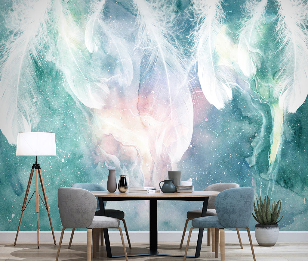 3D White Feather WG055 Wall Murals