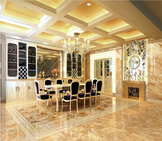 3D Golden Flower 113 Floor Mural Wallpaper AJ Wallpaper 2 