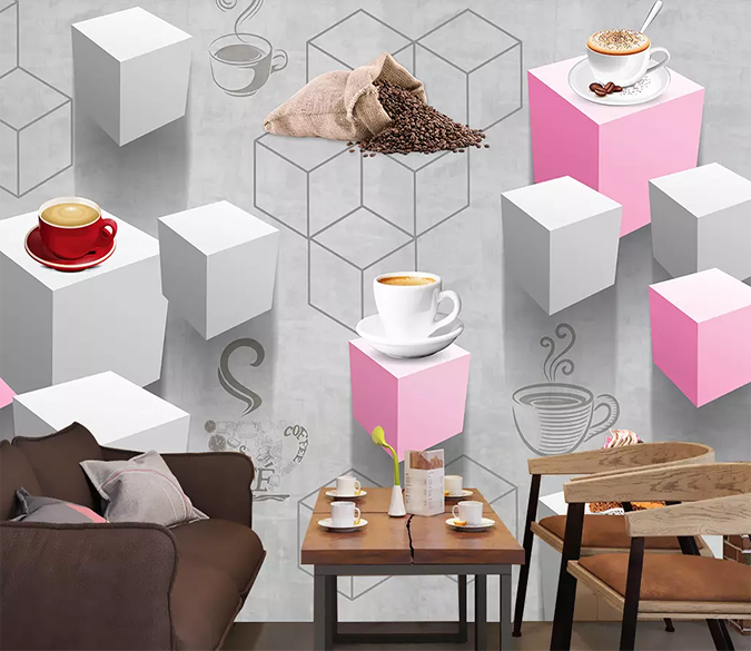 3D Rainbow Cake Coffee Beans 309 Wallpaper AJ Wallpaper 2 