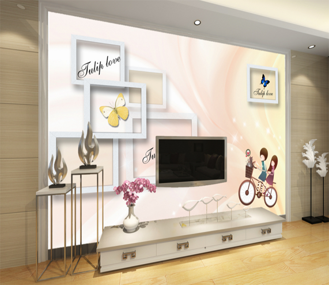 3D Couple Bicycle 246 Wallpaper AJ Wallpaper 