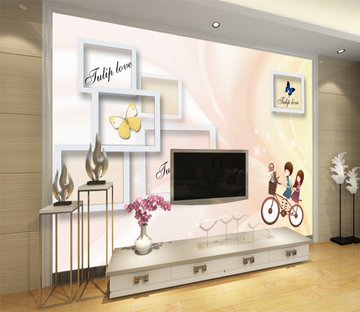 3D Couple Bicycle 246 Wallpaper AJ Wallpaper 