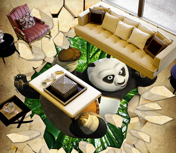 3D Handsome Panda 085 Floor Mural Wallpaper AJ Wallpaper 2 