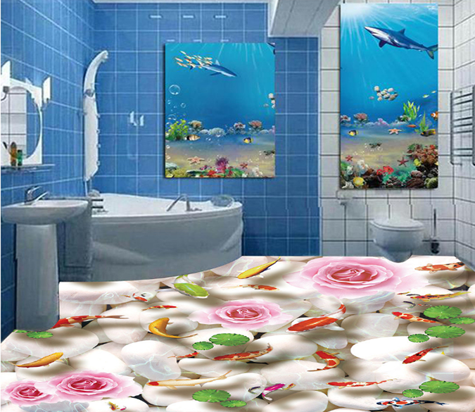 3D Pink Flower 018 Floor Mural Wallpaper AJ Wallpaper 2 