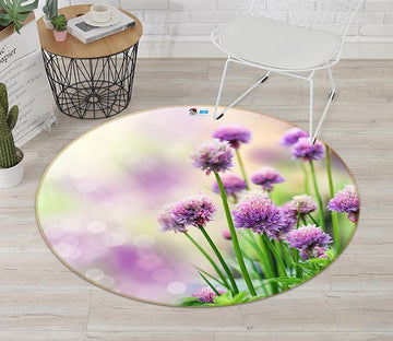 3D Violet Grass 001 Round Non Slip Rug Mat Mat AJ Creativity Home 