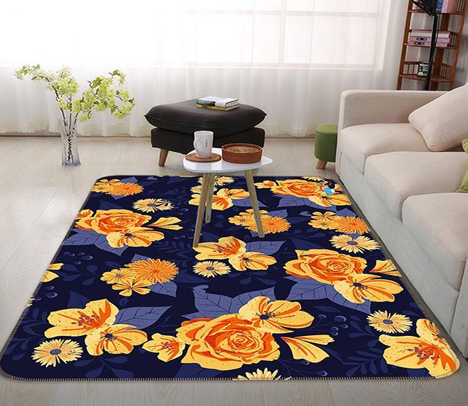 3D Yellow Flower 013 Non Slip Rug Mat Mat AJ Creativity Home 