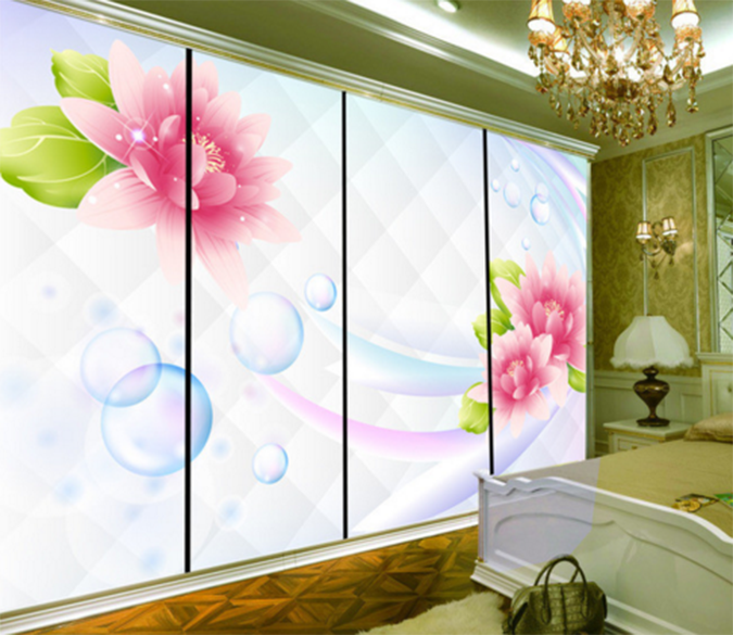 3D Lotus Bubbles 050 Wallpaper AJ Wallpaper 