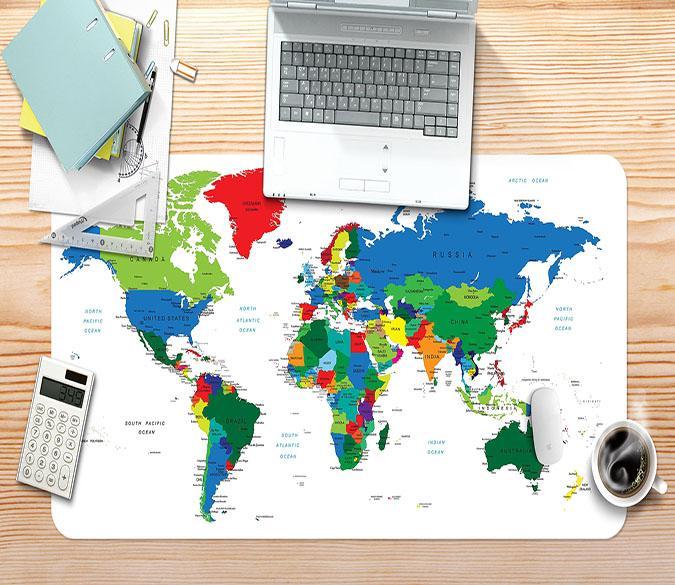 3D Blue Map 128 Desk Mat Mat AJ Creativity Home 