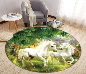 3D Unicorn Forest 022 Round Non Slip Rug Mat Mat AJ Creativity Home 