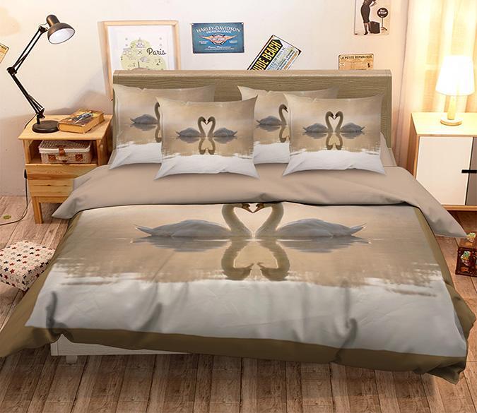 3D Sunset Goose 140 Bed Pillowcases Quilt Wallpaper AJ Wallpaper 