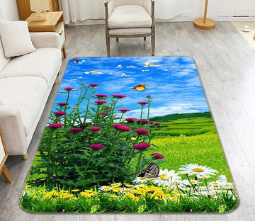 3D Flower Butterfly Pigeon 028 Non Slip Rug Mat Mat AJ Creativity Home 