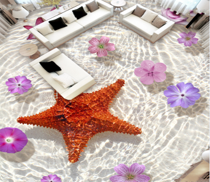3D Red Starfish 057 Floor Mural Wallpaper AJ Wallpaper 2 