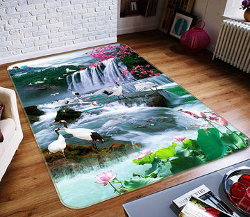 3D Crane Falls 017 Non Slip Rug Mat Mat AJ Creativity Home 