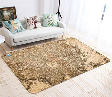3D Vintage Map 079 Non Slip Rug Mat Mat AJ Creativity Home 