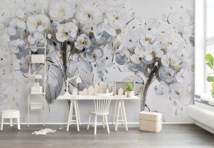 3D White Flowers 298 Wall Murals Wallpaper AJ Wallpaper 2 