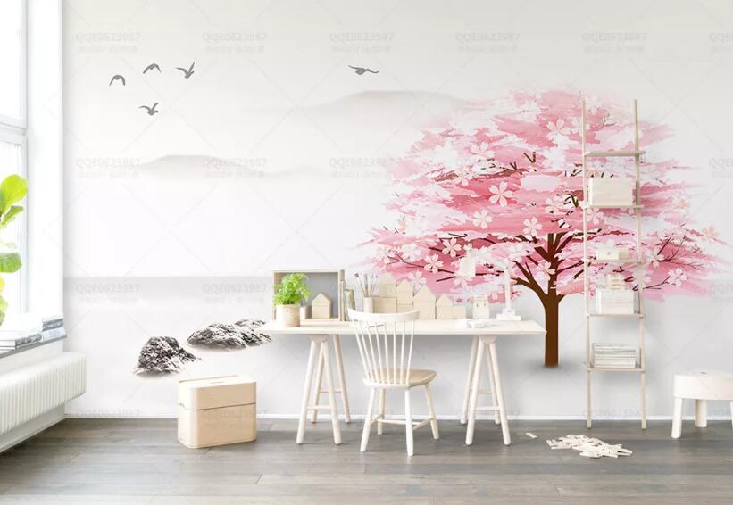 3D Pink Tree 325 Wall Murals Wallpaper AJ Wallpaper 2 
