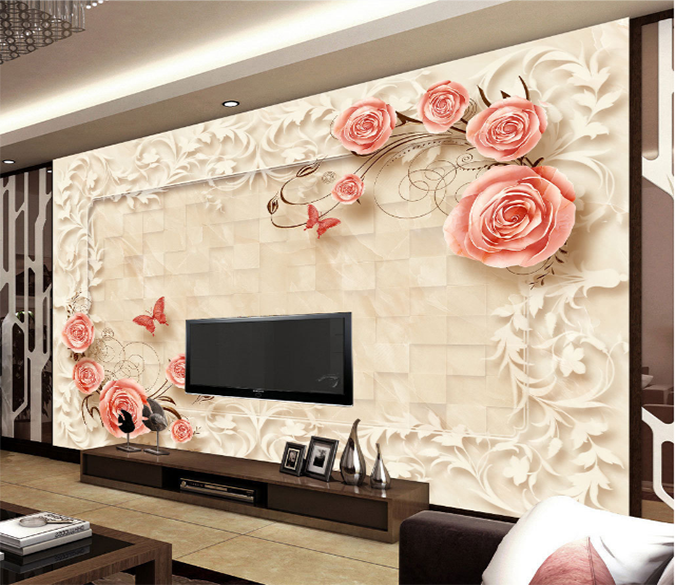 3D Flower Butterfly 146 Wallpaper AJ Wallpaper 