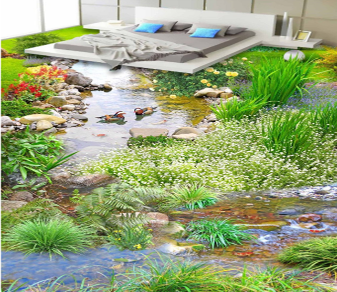 3D Water Upstream 369 Floor Mural Wallpaper AJ Wallpaper 2 