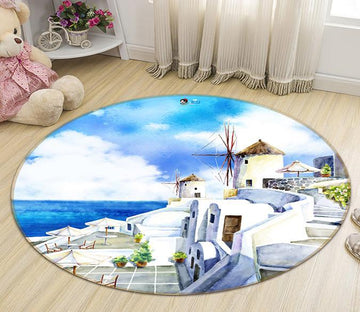 3D Painting Aegean Sea 074 Round Non Slip Rug Mat Mat AJ Creativity Home 