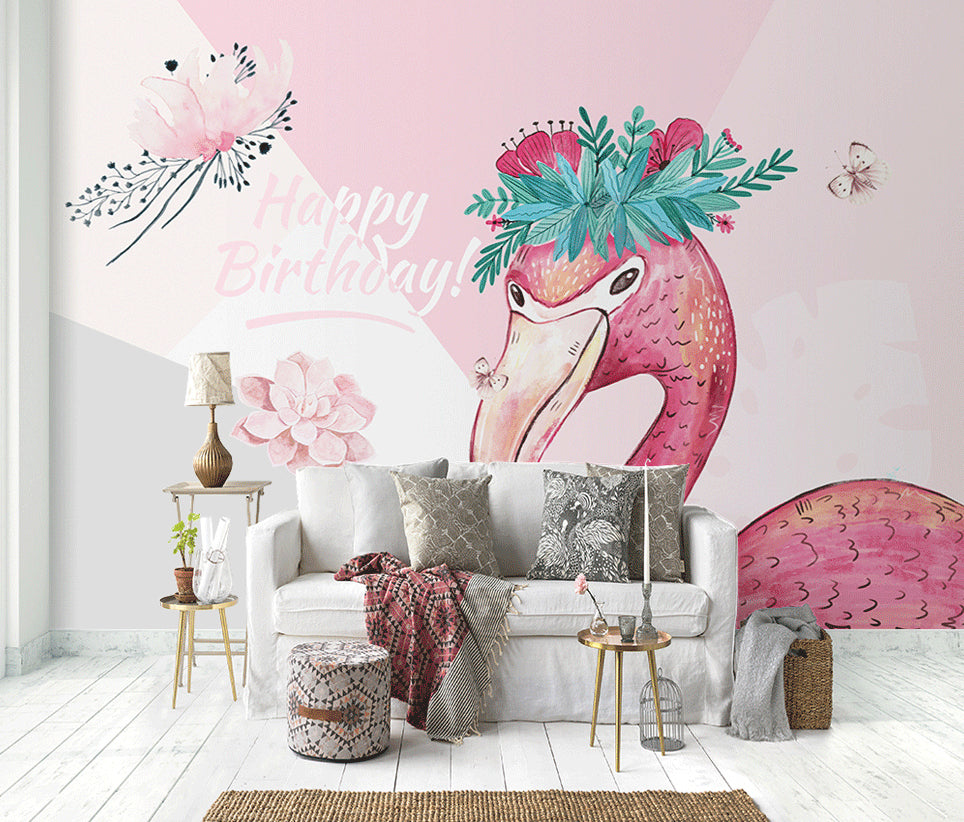3D Flamingo Flower WG113 Wall Murals